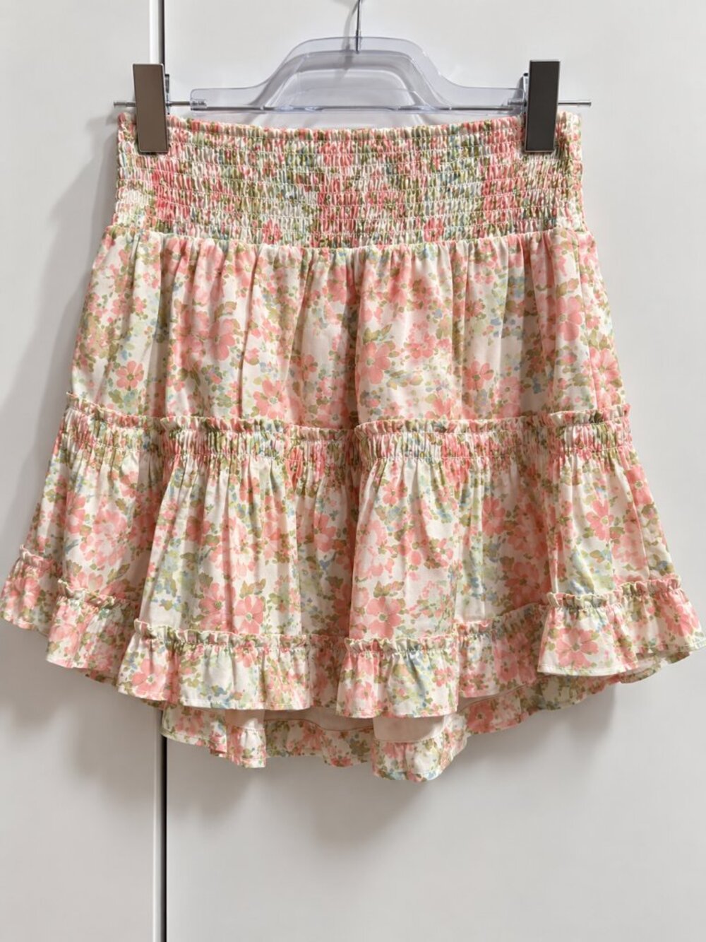 Heartloom Floral Smocked Ruffle Mini Skirt XS